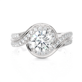 1 3/8 ctw Round Lab Grown Diamond Side Stone Engagement Ring