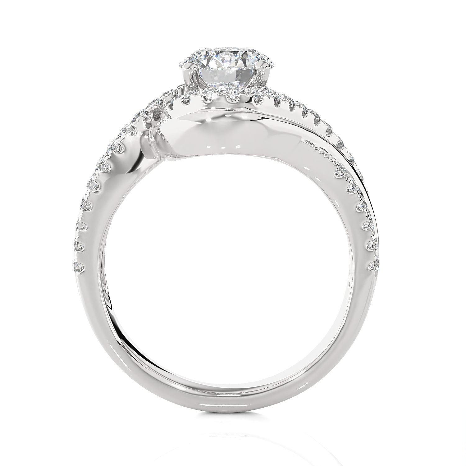 1 3/8 ctw Round Lab Grown Diamond Side Stone Engagement Ring
