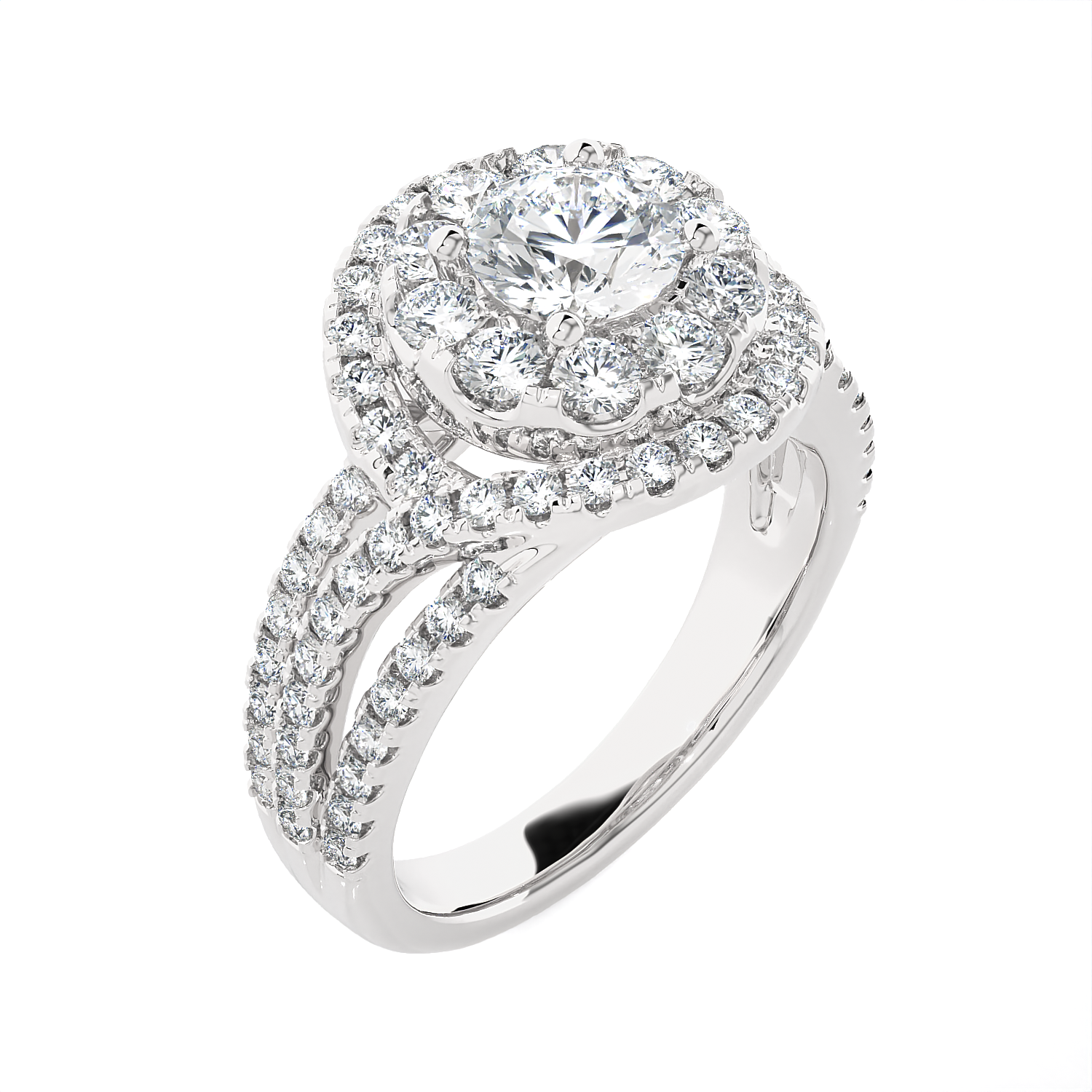 2 1/5 ctw Round Lab Grown Diamond Halo Engagement Ring