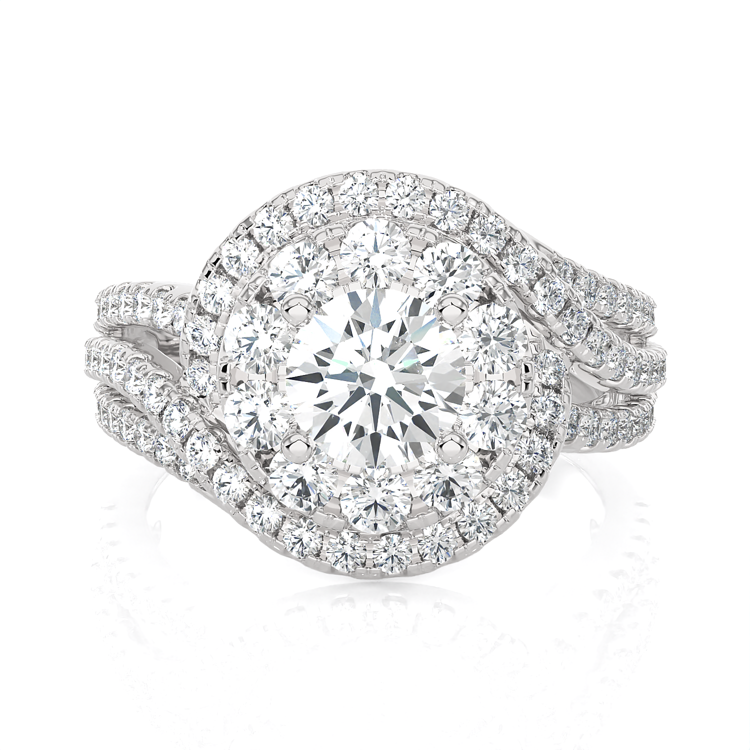 2 1/5 ctw Round Lab Grown Diamond Halo Engagement Ring