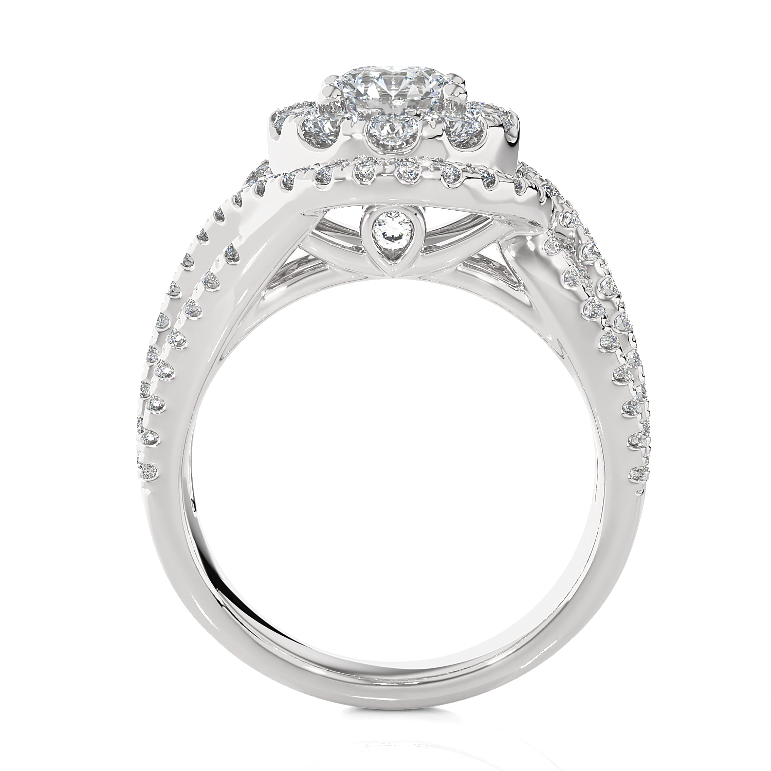 2 1/5 ctw Round Lab Grown Diamond Halo Engagement Ring