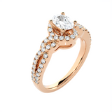Round Lab Grown Diamond Side Stone Engagement Ring