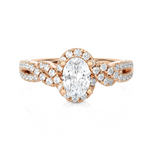 Round Lab Grown Diamond Side Stone Engagement Ring