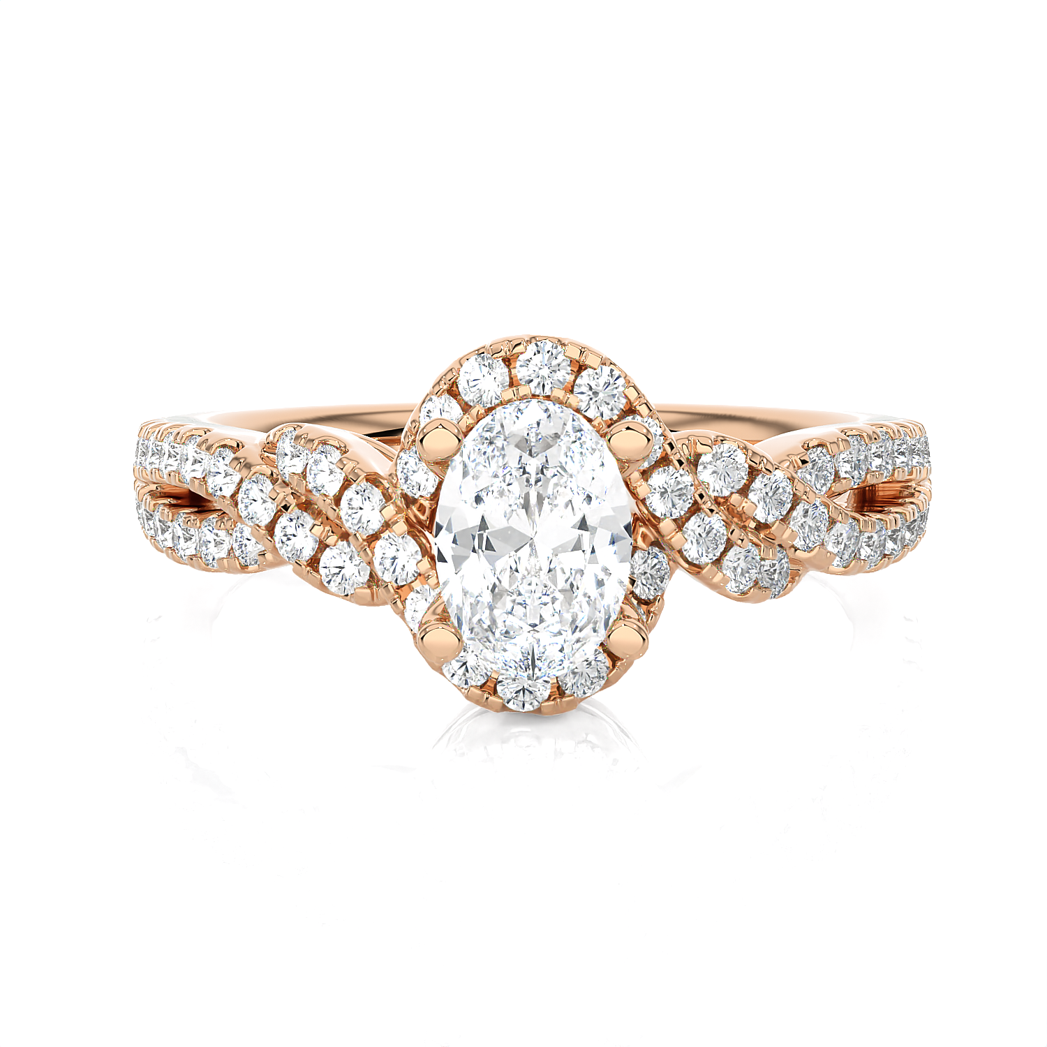 Round Lab Grown Diamond Side Stone Engagement Ring