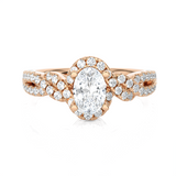 Round Lab Grown Diamond Side Stone Engagement Ring