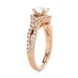 Round Lab Grown Diamond Side Stone Engagement Ring