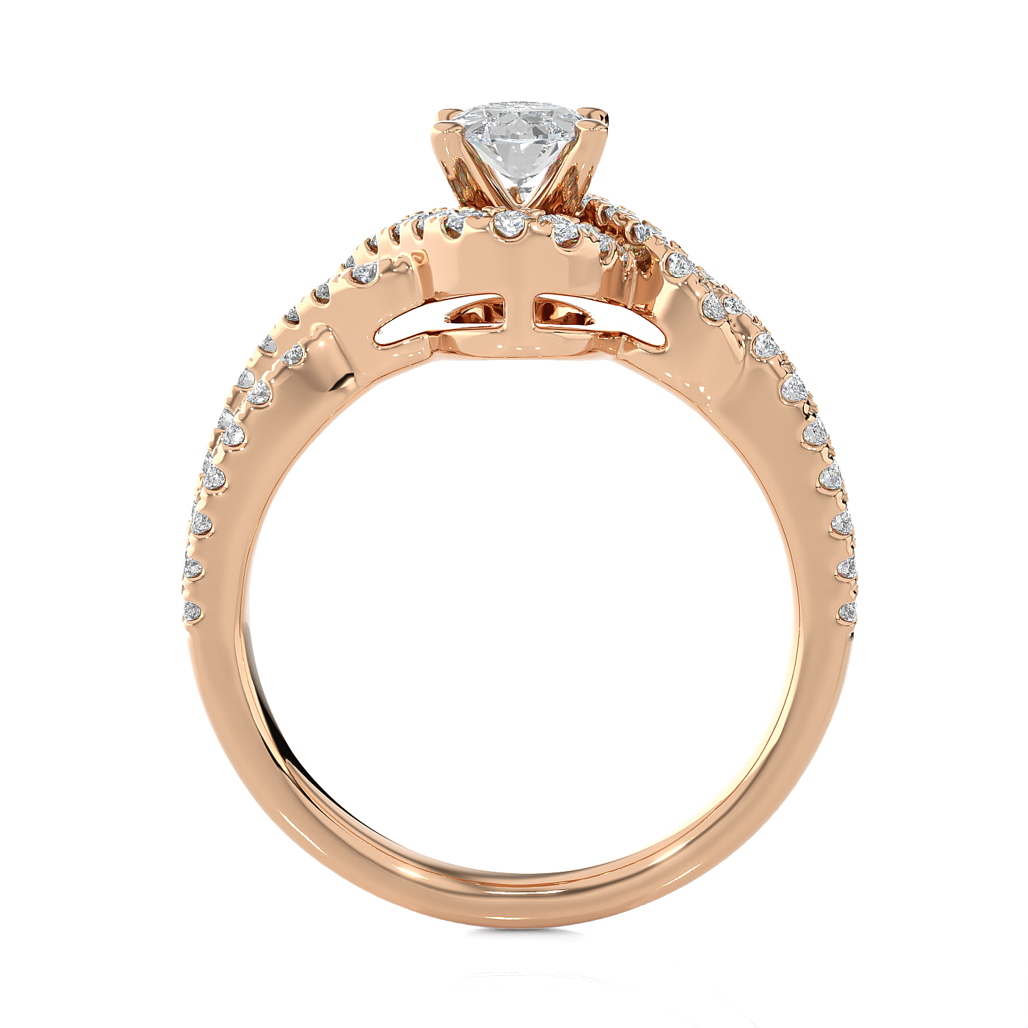 Round Lab Grown Diamond Side Stone Engagement Ring