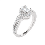 Round Lab Grown Diamond Side Stone Engagement Ring