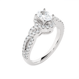 Round Lab Grown Diamond Side Stone Engagement Ring