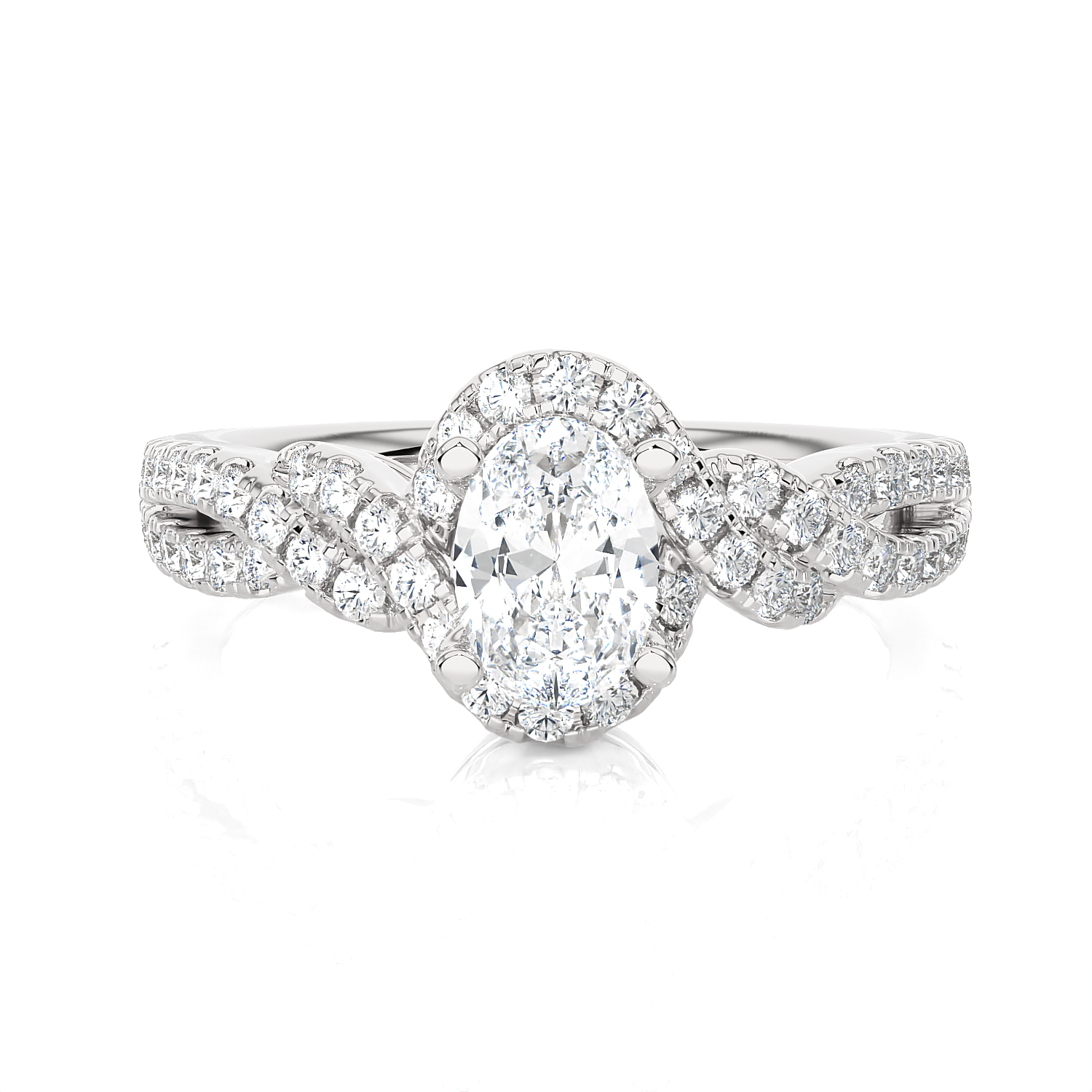 Round Lab Grown Diamond Side Stone Engagement Ring
