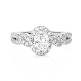 Round Lab Grown Diamond Side Stone Engagement Ring