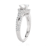 Round Lab Grown Diamond Side Stone Engagement Ring