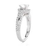 Round Lab Grown Diamond Side Stone Engagement Ring
