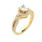 Round Lab Grown Diamond Side Stone Engagement Ring
