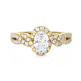 Round Lab Grown Diamond Side Stone Engagement Ring