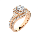 1 1/2 ctw Round Lab Grown Diamond Halo Engagement Ring
