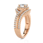 1 1/2 ctw Round Lab Grown Diamond Halo Engagement Ring