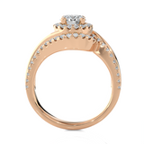 1 1/2 ctw Round Lab Grown Diamond Halo Engagement Ring
