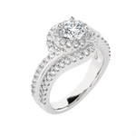 1 1/2 ctw Round Lab Grown Diamond Halo Engagement Ring