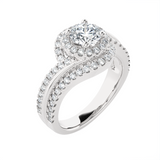 1 1/2 ctw Round Lab Grown Diamond Halo Engagement Ring