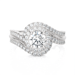 1 1/2 ctw Round Lab Grown Diamond Halo Engagement Ring