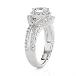 1 1/2 ctw Round Lab Grown Diamond Halo Engagement Ring
