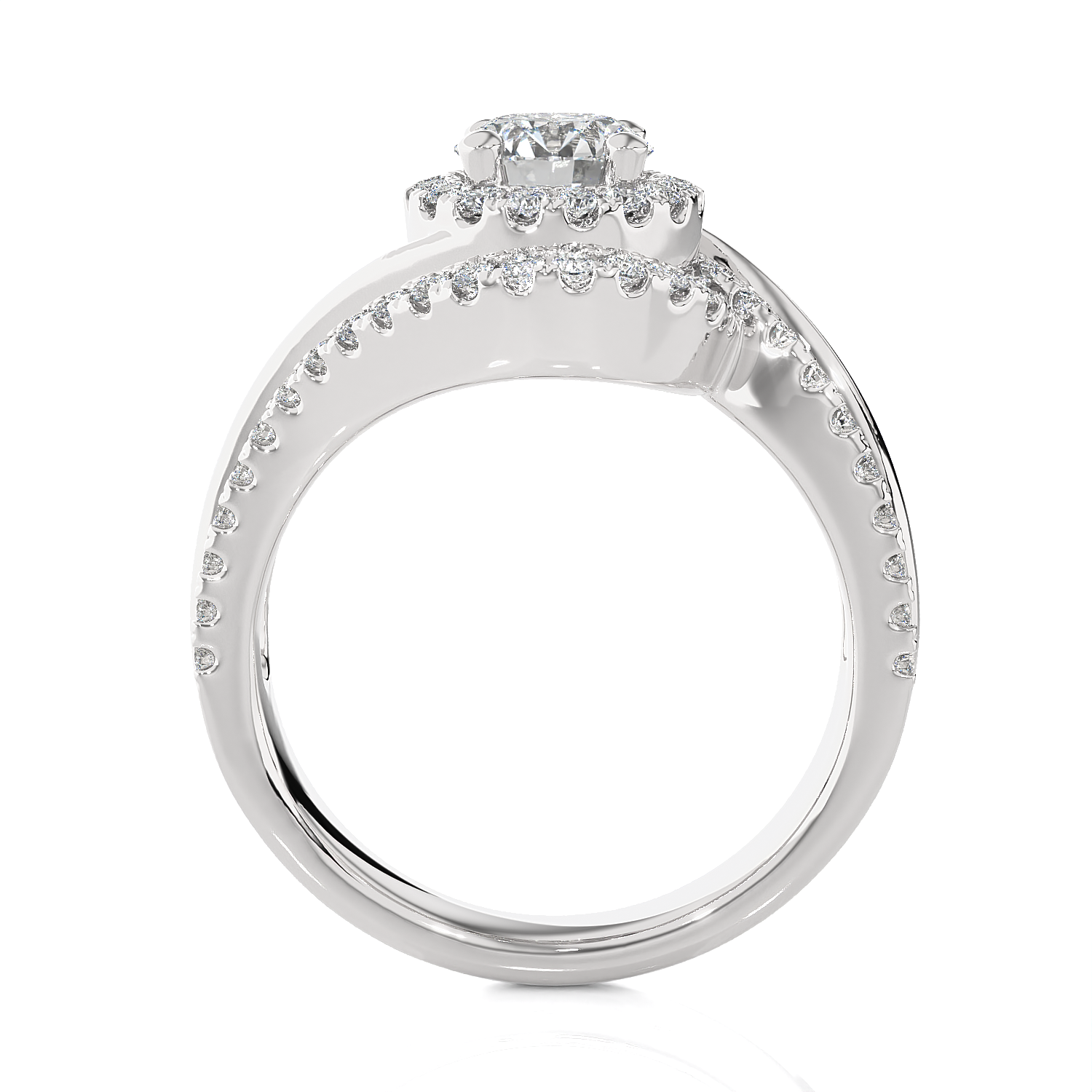 1 1/2 ctw Round Lab Grown Diamond Halo Engagement Ring