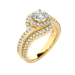1 1/2 ctw Round Lab Grown Diamond Halo Engagement Ring
