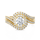 1 1/2 ctw Round Lab Grown Diamond Halo Engagement Ring