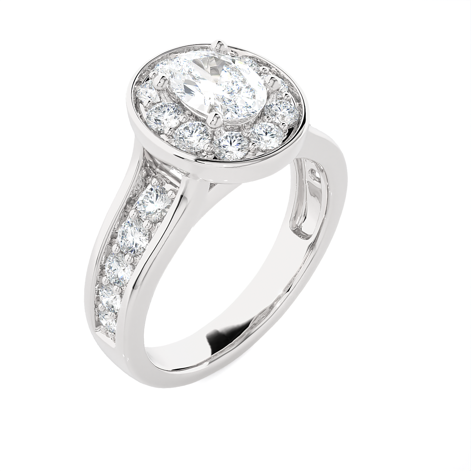 1 3/4 ctw Oval Lab Grown Diamond Halo Engagement Ring