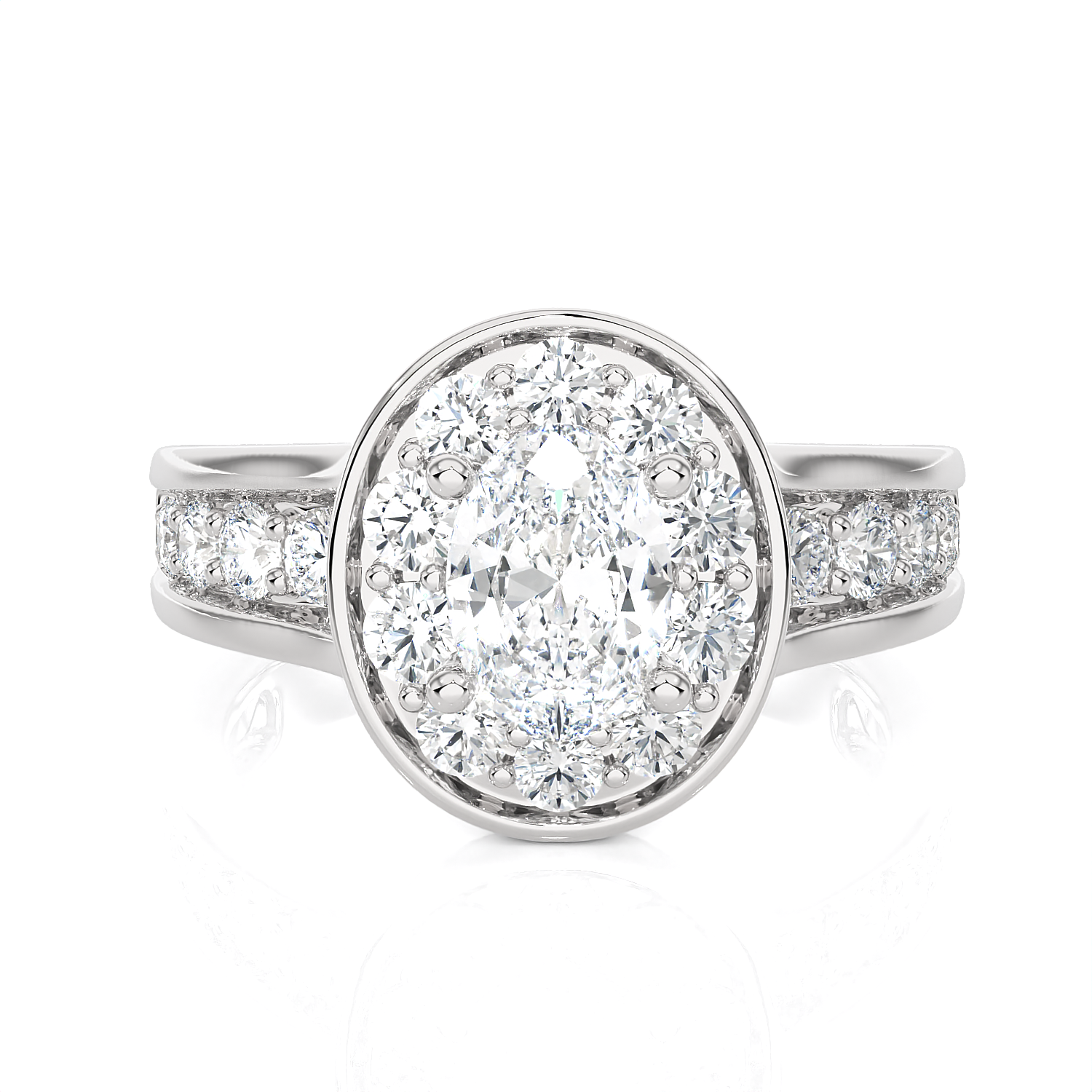 1 3/4 ctw Oval Lab Grown Diamond Halo Engagement Ring