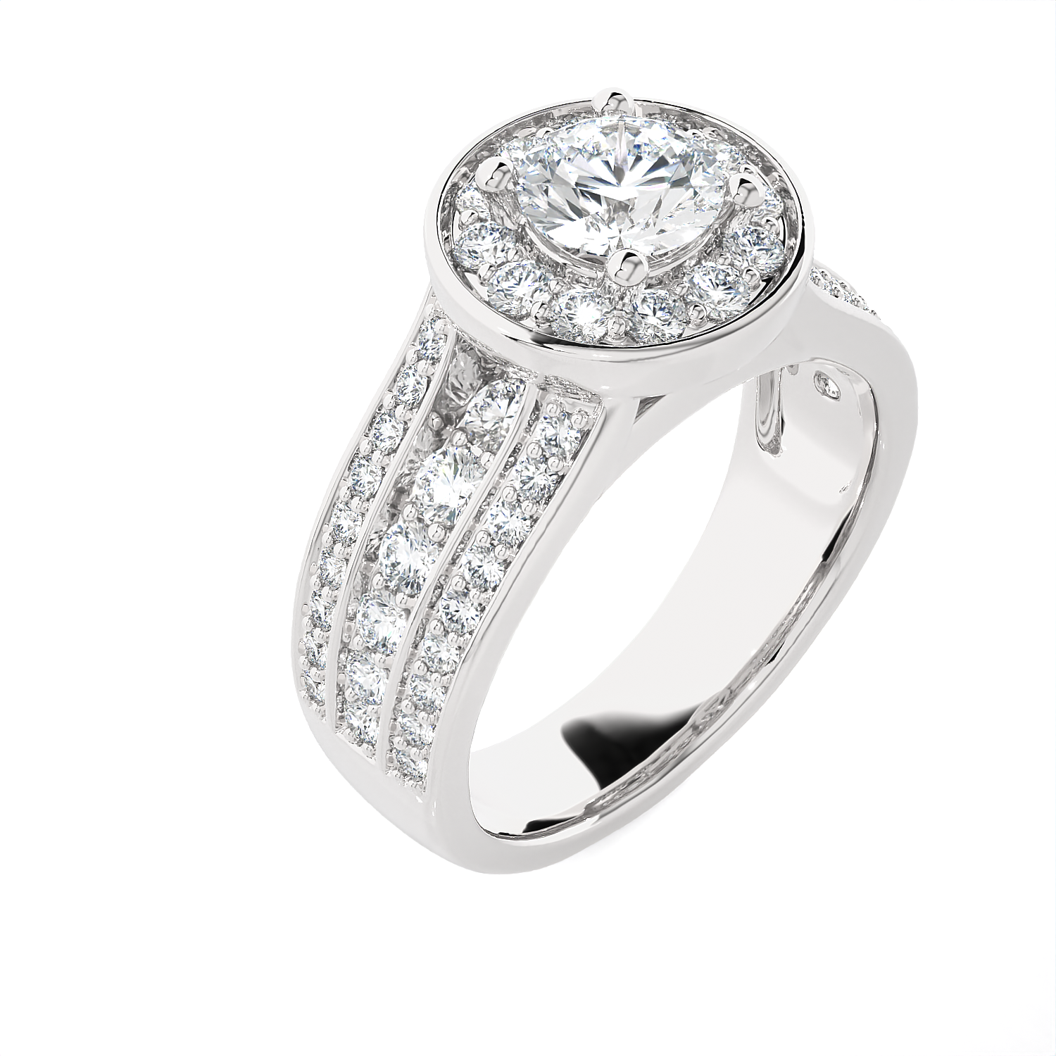 1 7/8 ctw Round Lab Grown Diamond Halo Engagement Ring