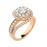 1 1/2 ctw Round Lab Grown Diamond Halo Engagement Ring