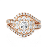 1 1/2 ctw Round Lab Grown Diamond Halo Engagement Ring