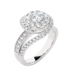 1 1/2 ctw Round Lab Grown Diamond Halo Engagement Ring