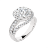 1 1/2 ctw Round Lab Grown Diamond Halo Engagement Ring