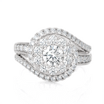 1 1/2 ctw Round Lab Grown Diamond Halo Engagement Ring
