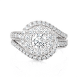 1 1/2 ctw Round Lab Grown Diamond Halo Engagement Ring