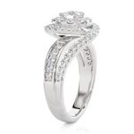 1 1/2 ctw Round Lab Grown Diamond Halo Engagement Ring