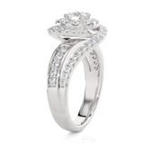 1 1/2 ctw Round Lab Grown Diamond Halo Engagement Ring
