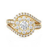 1 1/2 ctw Round Lab Grown Diamond Halo Engagement Ring