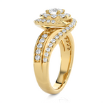 1 1/2 ctw Round Lab Grown Diamond Halo Engagement Ring