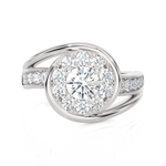 1 1/5 ctw Round Lab Grown Diamond Halo Engagement Ring