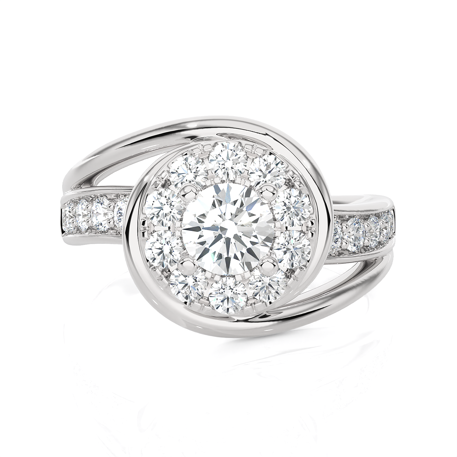 1 1/5 ctw Round Lab Grown Diamond Halo Engagement Ring