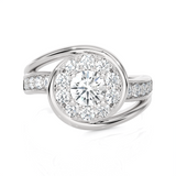 1 1/5 ctw Round Lab Grown Diamond Halo Engagement Ring