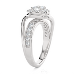 1 1/5 ctw Round Lab Grown Diamond Halo Engagement Ring