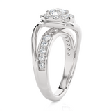 1 1/5 ctw Round Lab Grown Diamond Halo Engagement Ring
