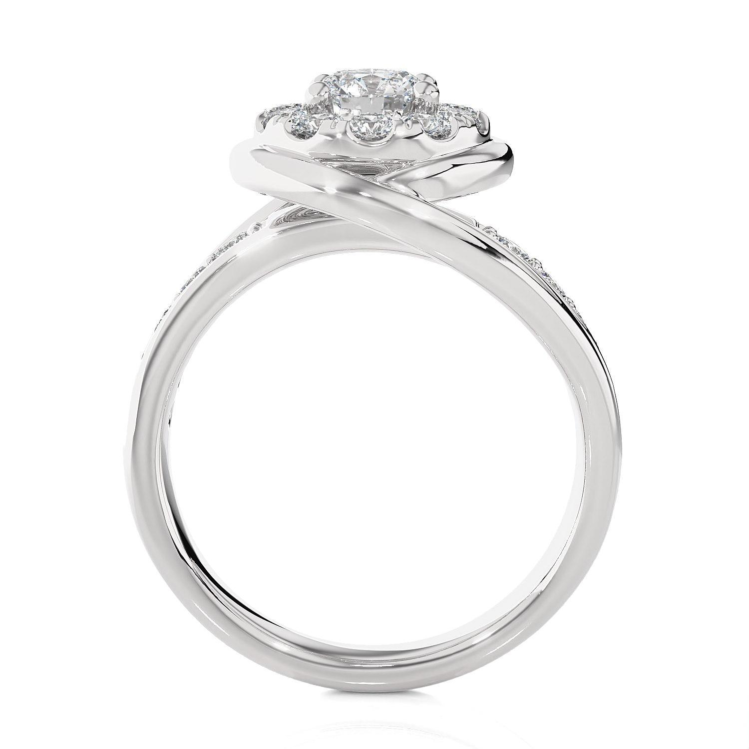 1 1/5 ctw Round Lab Grown Diamond Halo Engagement Ring