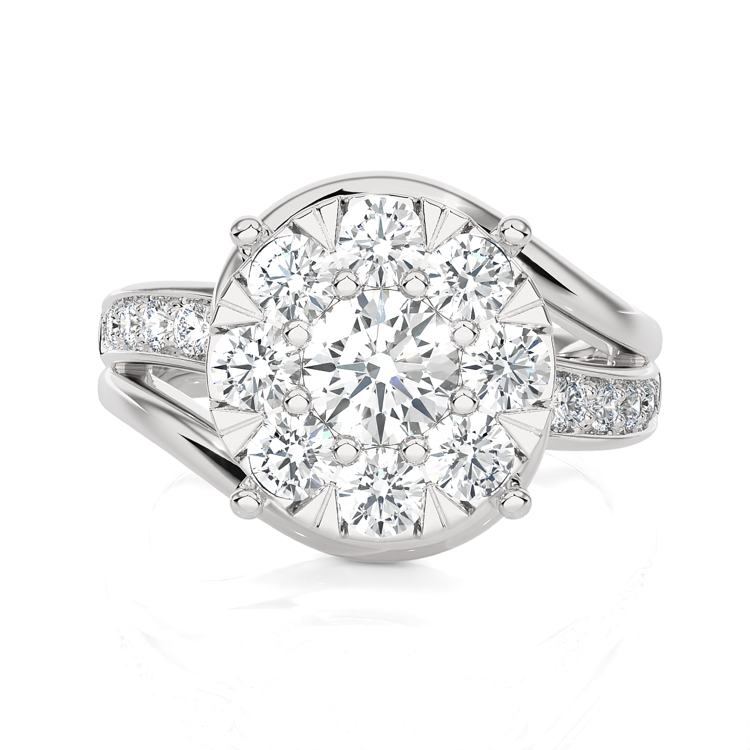 1 5/8 ctw Round Lab Grown Diamond Side Stone Engagement Ring