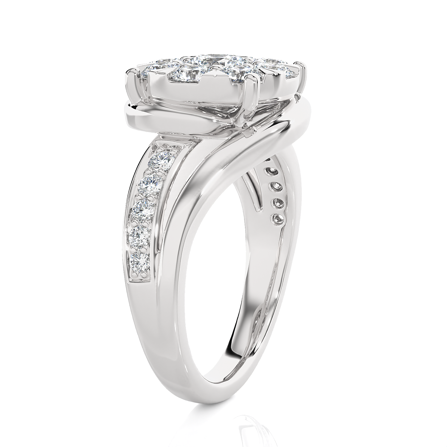 1 5/8 ctw Round Lab Grown Diamond Side Stone Engagement Ring